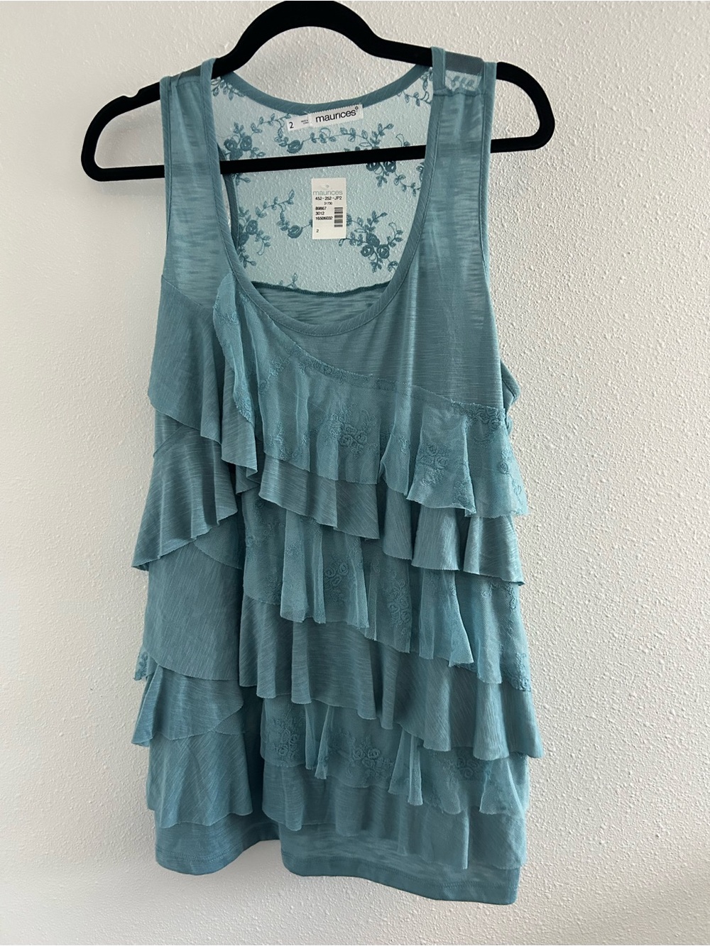 Maurices Teal Layered Ruffle Tank